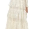 Women Cascading Ruffle Drape Long skirtElegant French Print Lace High Waist Summer Dress Casual Party Cocktail Evening Gown
