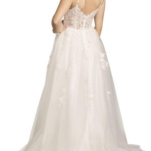 Lace Applique and Tulle Illusion Corset Ball Gown