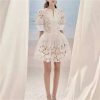 Women??s Dress V-Neck Puff Half Sleeve Summer Ball Gown Casual Solid Floral Lace Slim Fit Dresses