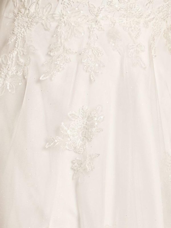 Square Neck Tulle and Lace Ball Gown Wedding Dress