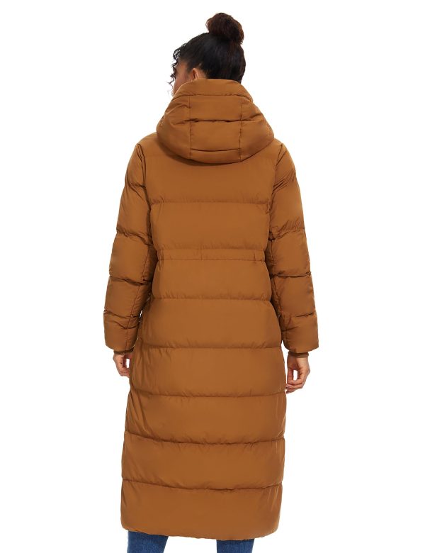Women's Long Quilted Puffer Coat, Winter Warm Maxi Puffer Jacket with Detachable Hood