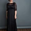 Women??s Plus Size Leona Lace Gown, Maxi Dress Formal Evening Ball Gown with Side Pockets for Wedding Guest