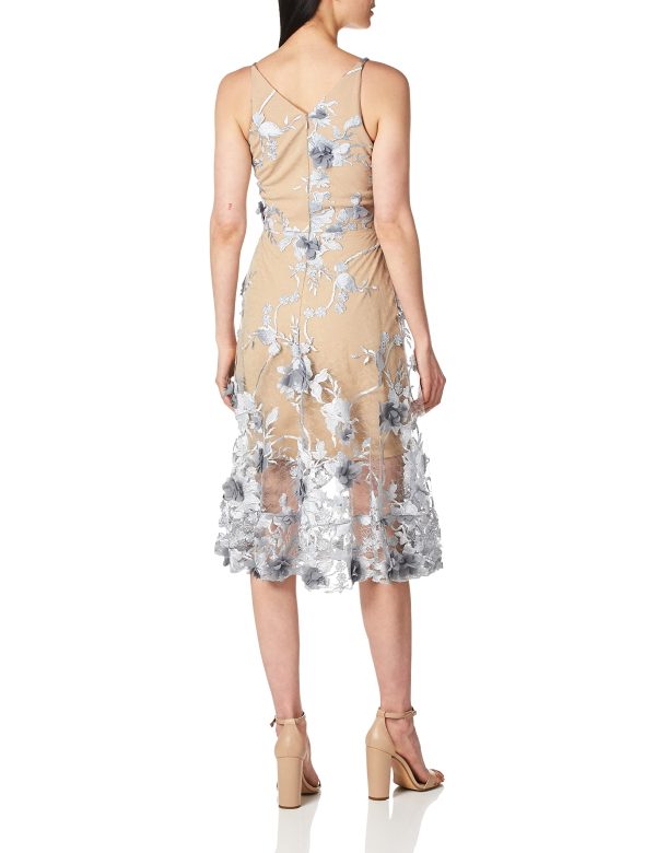Women's Audrey Spaghetti Strap Midi A-line 3D Floral Dress