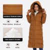 Women's Long Quilted Puffer Coat, Winter Warm Maxi Puffer Jacket with Detachable Hood