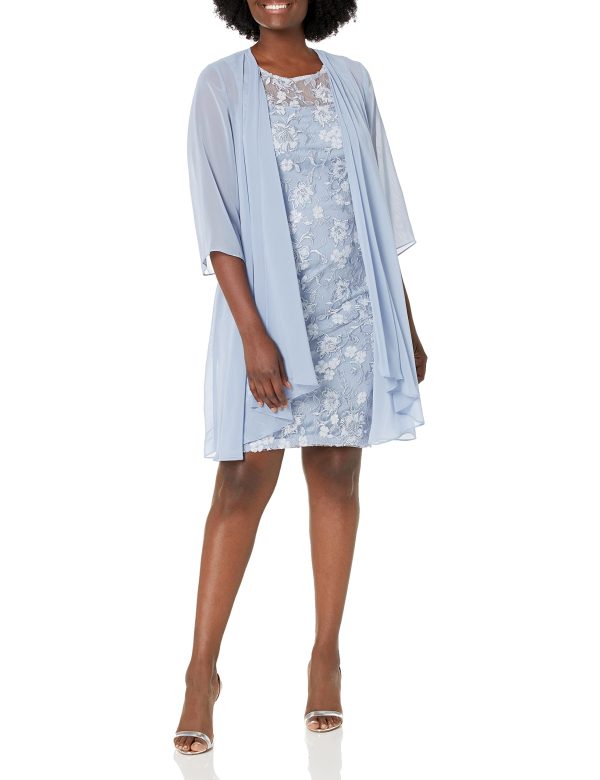 Women's Midi Length Embroidered Fit and Flare Dress