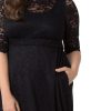 Women??s Plus Size Leona Lace Gown, Maxi Dress Formal Evening Ball Gown with Side Pockets for Wedding Guest