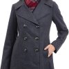Women's Double Breasted Peacoat with Scarf
