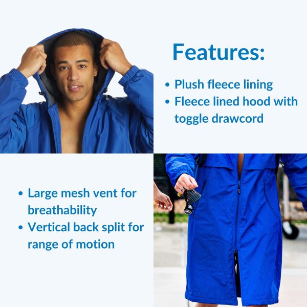 Unisex Swim Parka with Comfort Plush Fleece Lining, Multi Pocket Zipper - Water Resistant Swim Coats for Women & Men