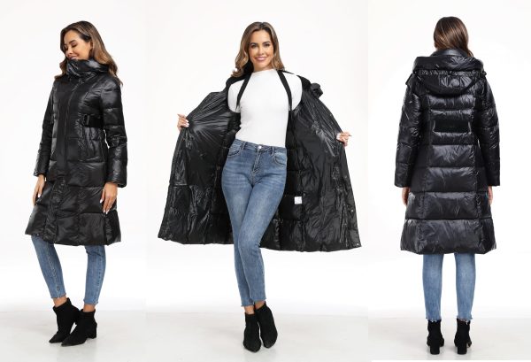 Long Down Jacket for Women Hooded Long Puffer Coat Duck Down Winter Coat Trendy Parka Jacket 2024